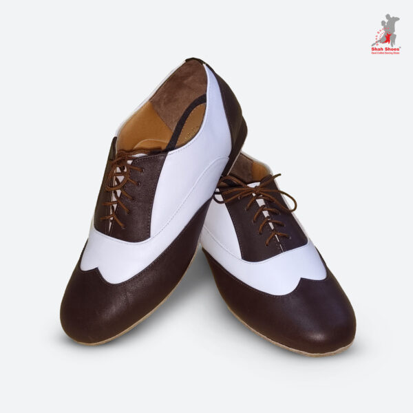 Men's Brown & White Leather Dance Shoes