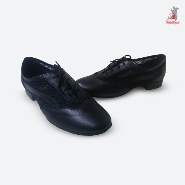 Men's Black Leather & Mesh Dance Shoes