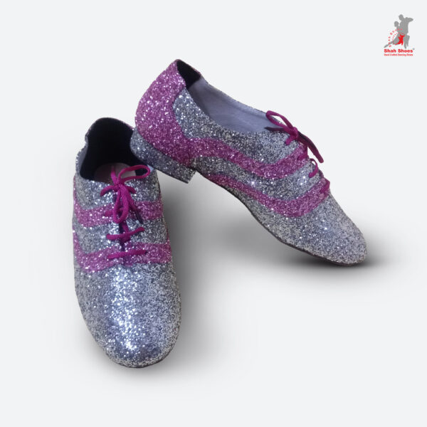 Men's Gray & Silver Pink Salsa Bachata Dance Shoes