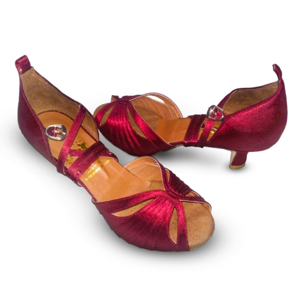 Women's Cherry Red Satin Latin Dance Shoes