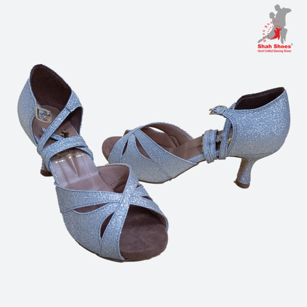 Sparkling Silver Cross-Strap Latin Dance Sandals