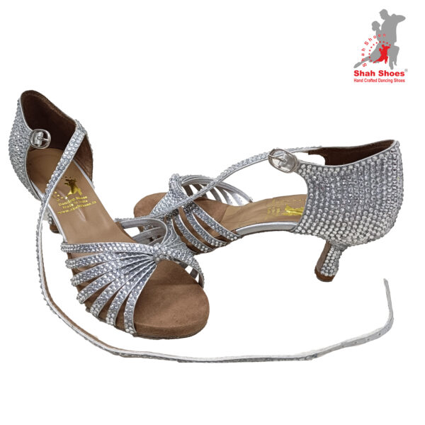 Dazzling Silver Latin Dance Sandals by Shah Shoes