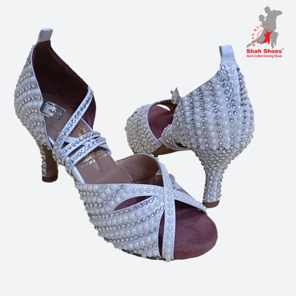 Elegant Pearl Embellished Latin Dance Sandals