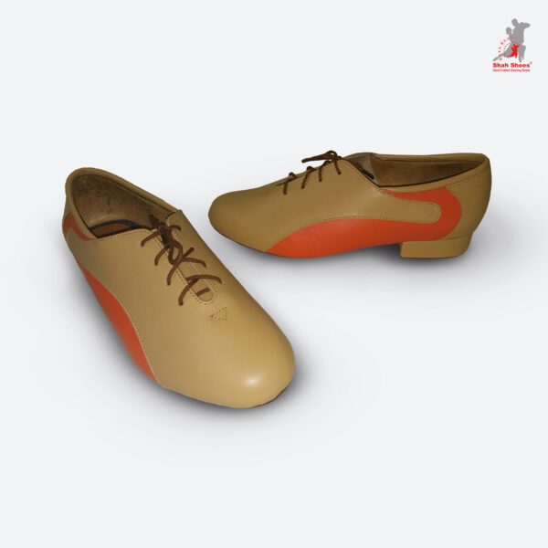 Classic Two-Tone Beige & Orange Leather Practice/Social Dance Shoe
