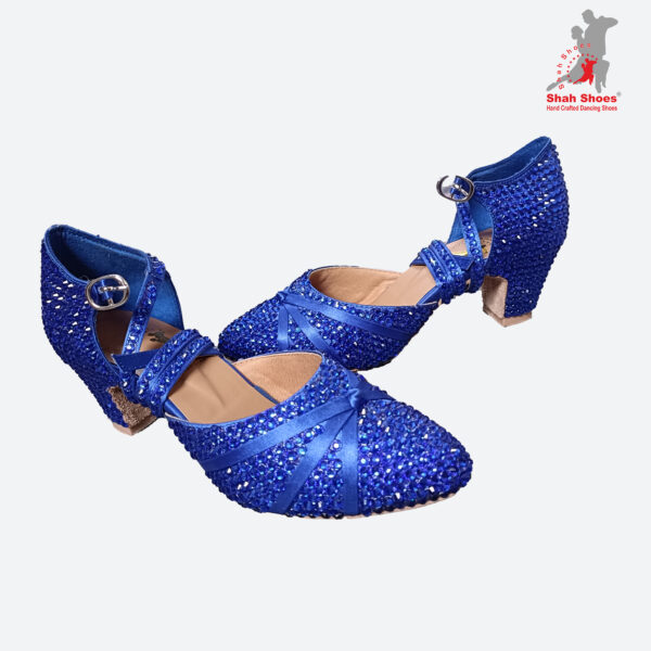 Vibrant Royal Blue Rhinestone Latin Dance Shoes